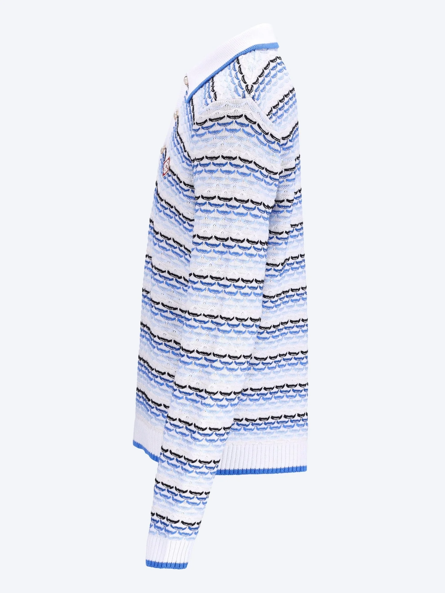 Tuck stitch long sleeve polo - Image 2