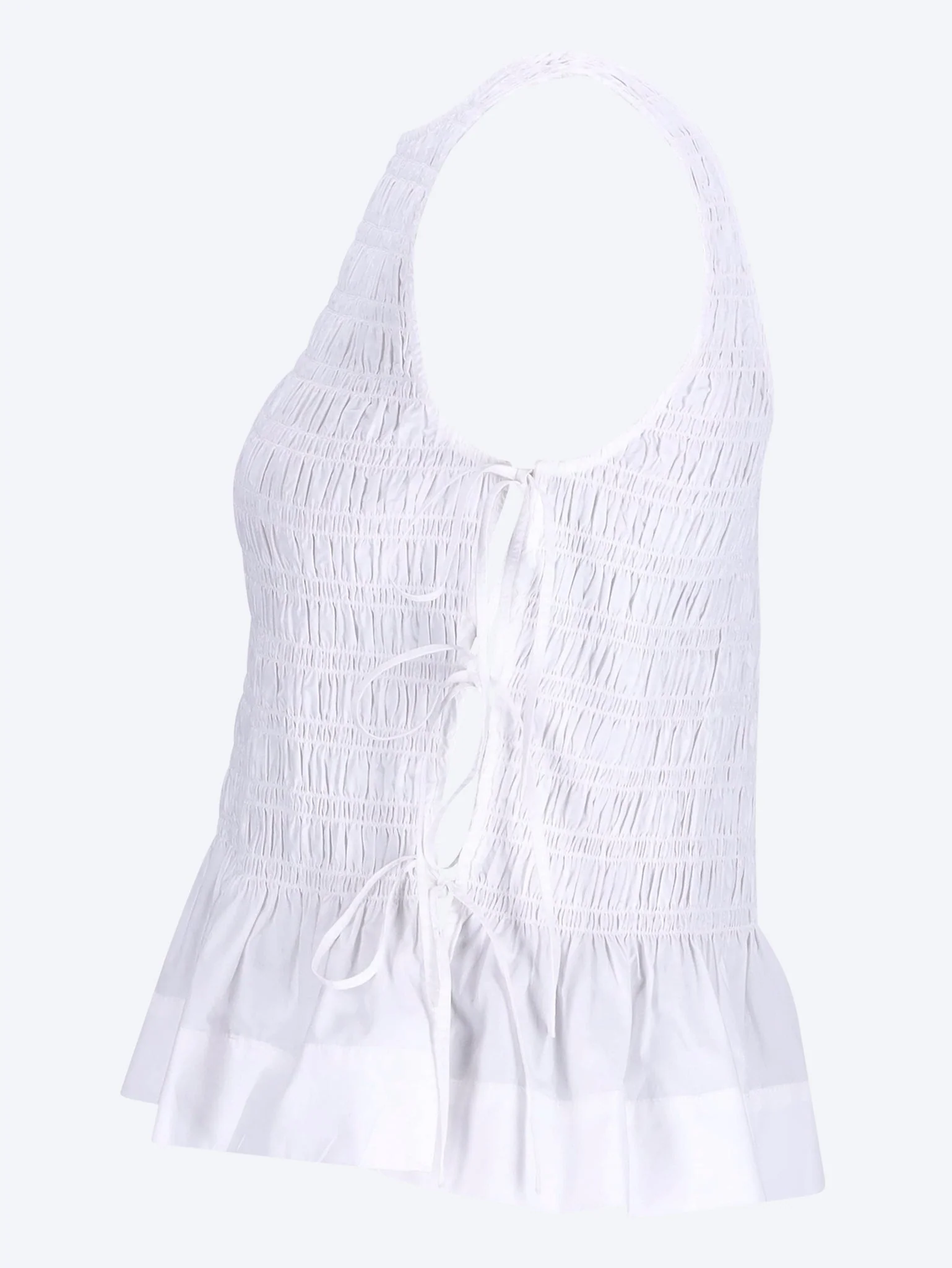 Cotton poplin smock tie string top blouse - Image 2