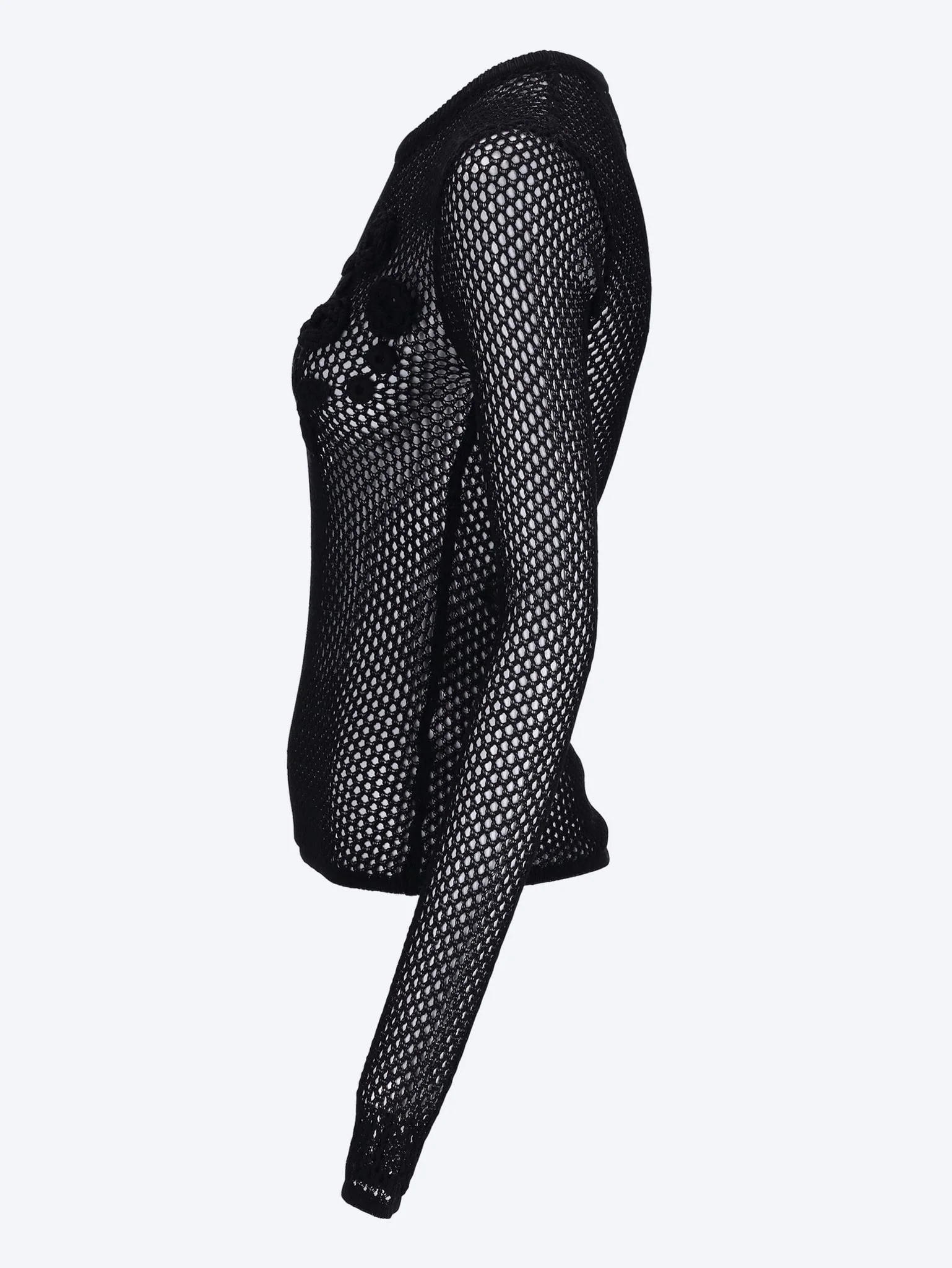 Mercerized cotton mesh pointelle longsleeve top - Image 2