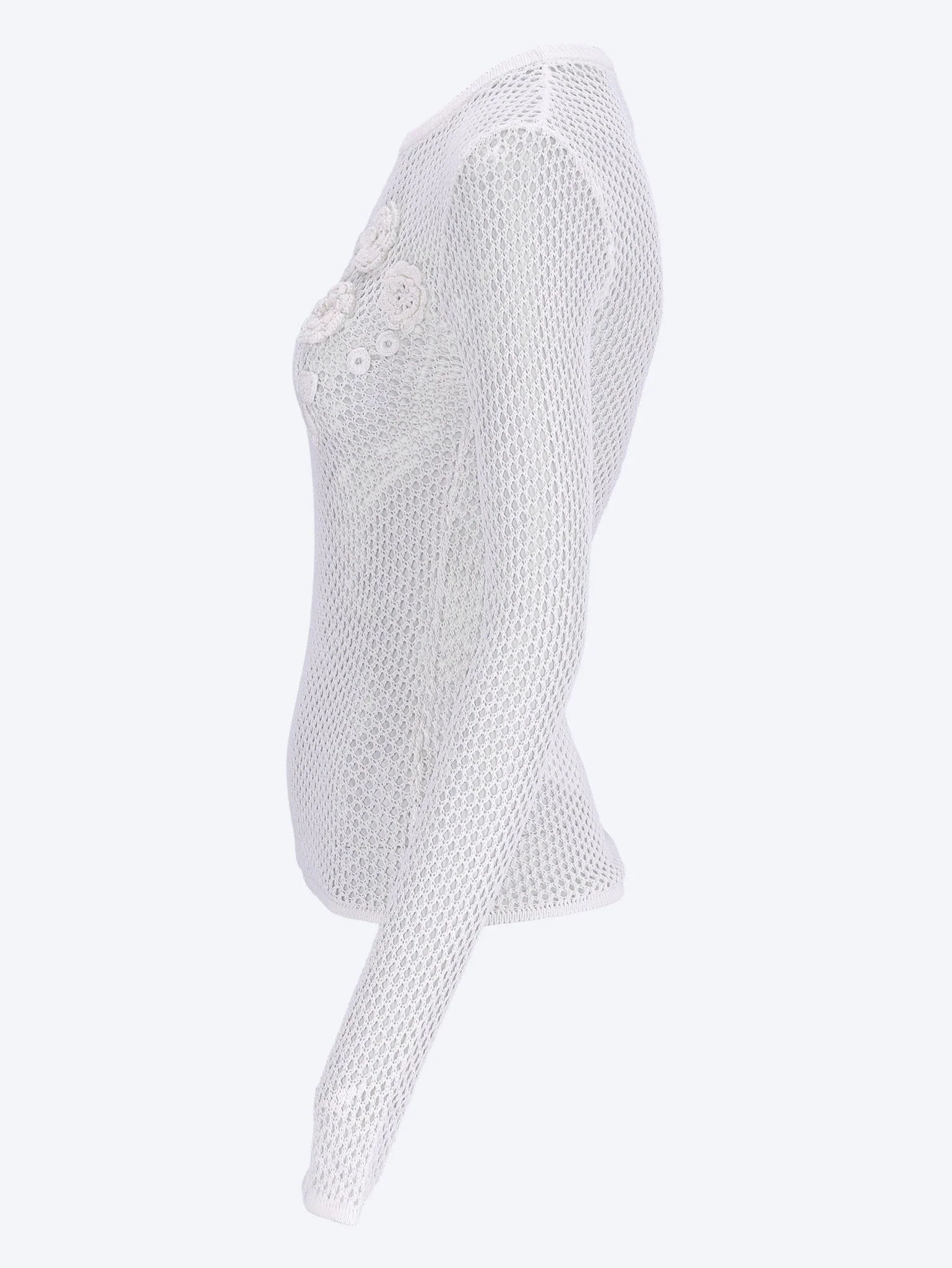 Mercerized cotton mesh pointelle longsleeve top - Image 2