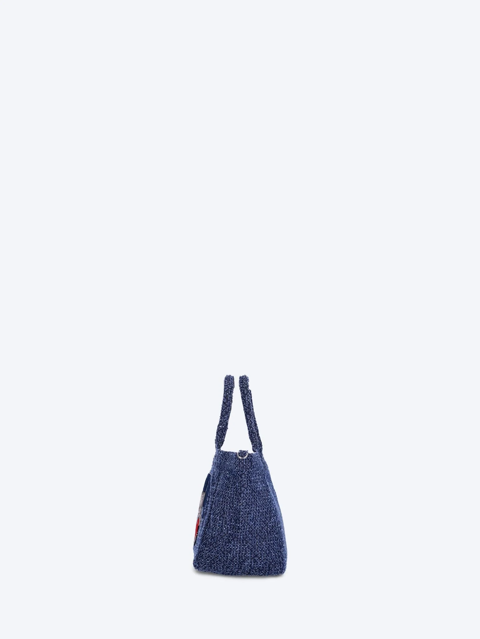 Small trapeze bear tweed denim tote bag - Image 3