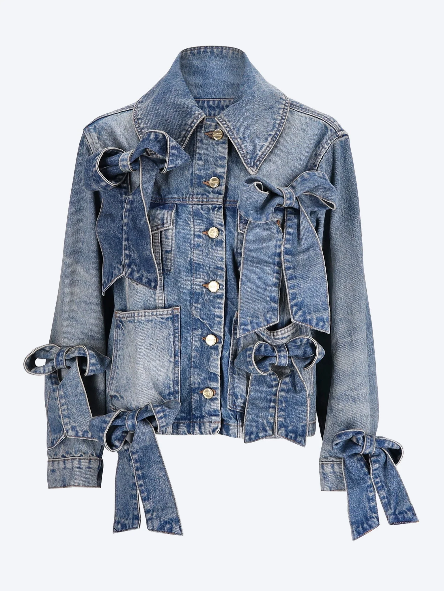 Tint rigid denim bow jacket
