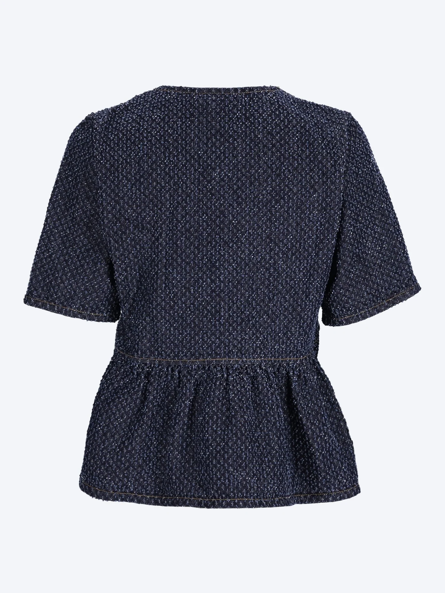 Tweed denim peplum blouse - Image 2