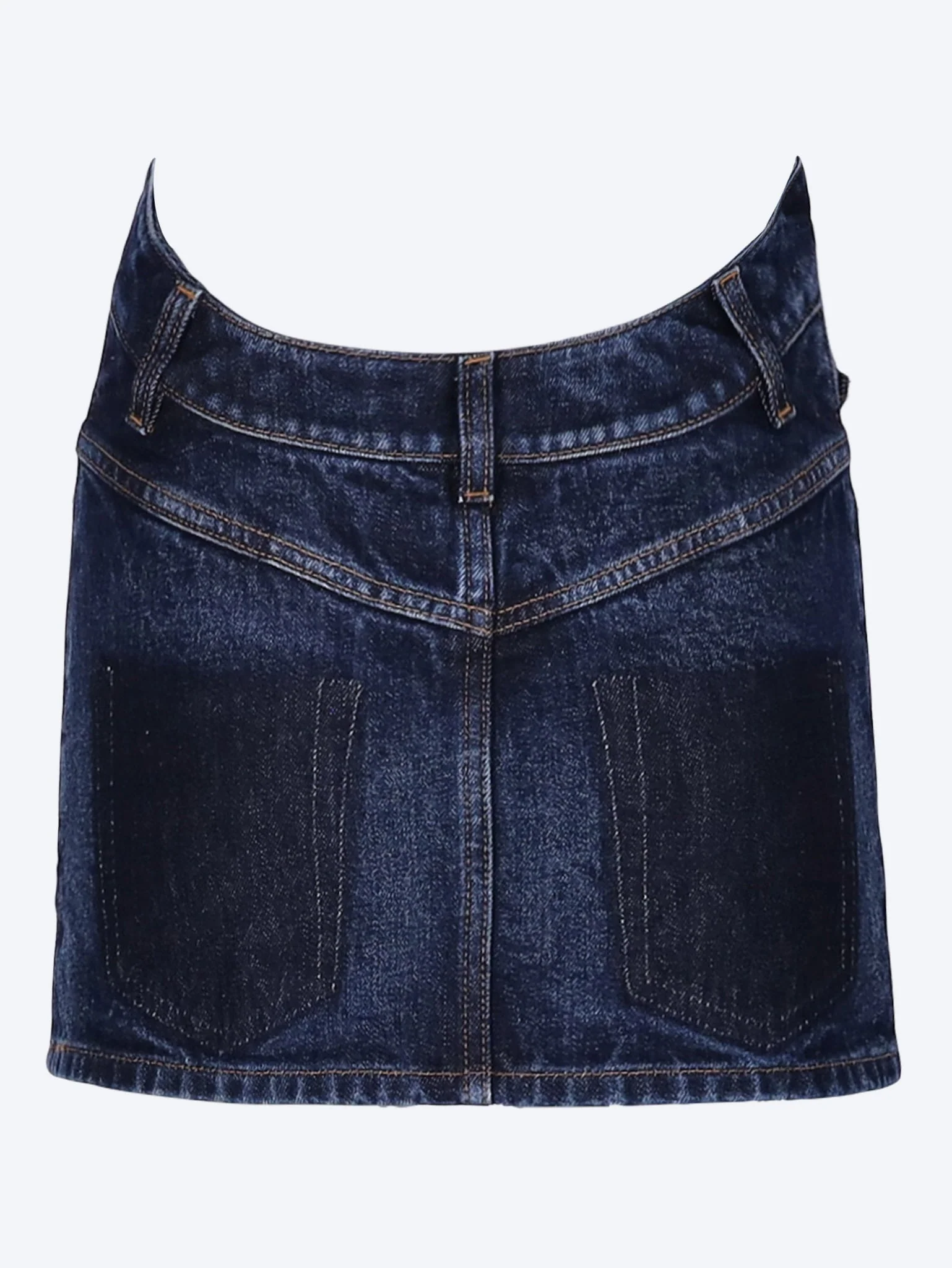 The curved denim mini skirt - Image 3