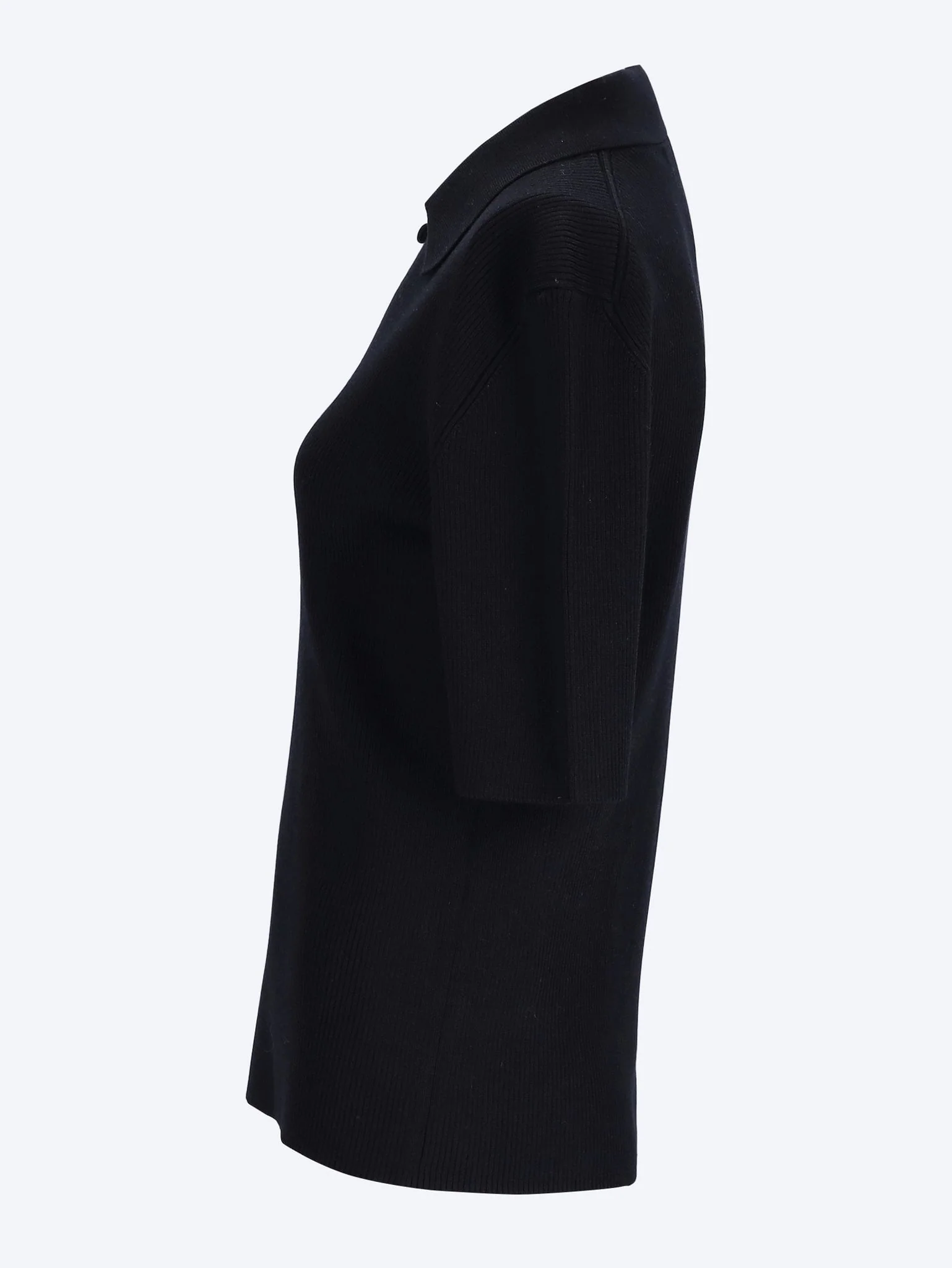 Superfine merino wool rib knit polo shirt - Image 2