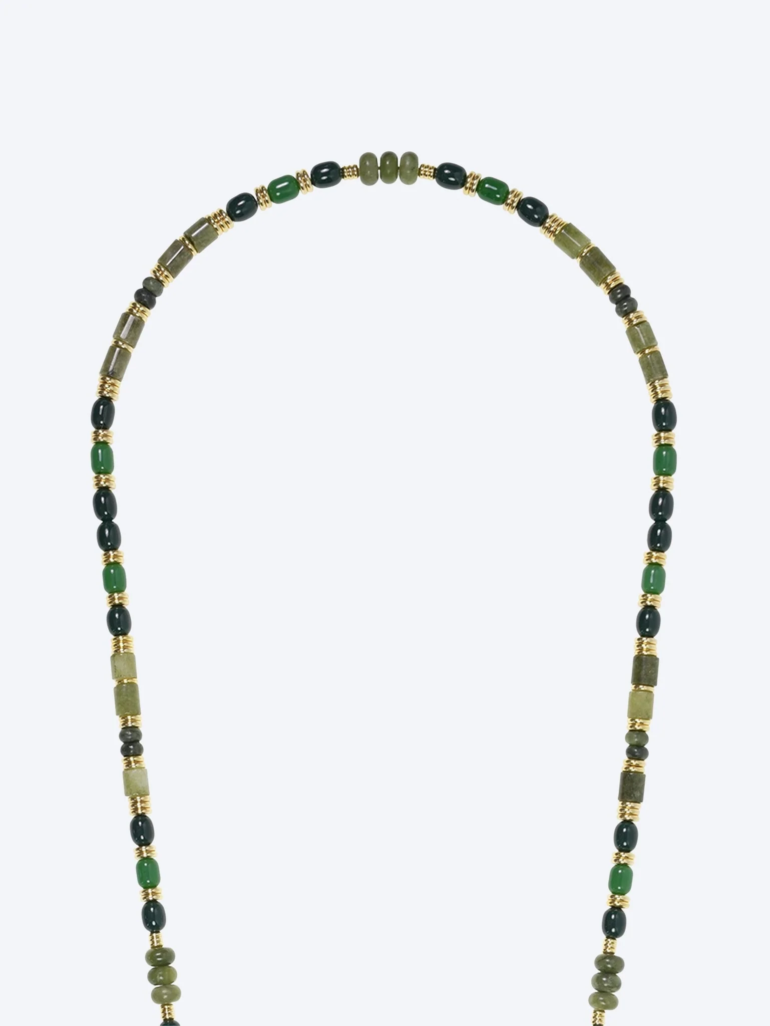 Long dakota semi-precious khaki & dark green pearl chain 120cm - Image 2