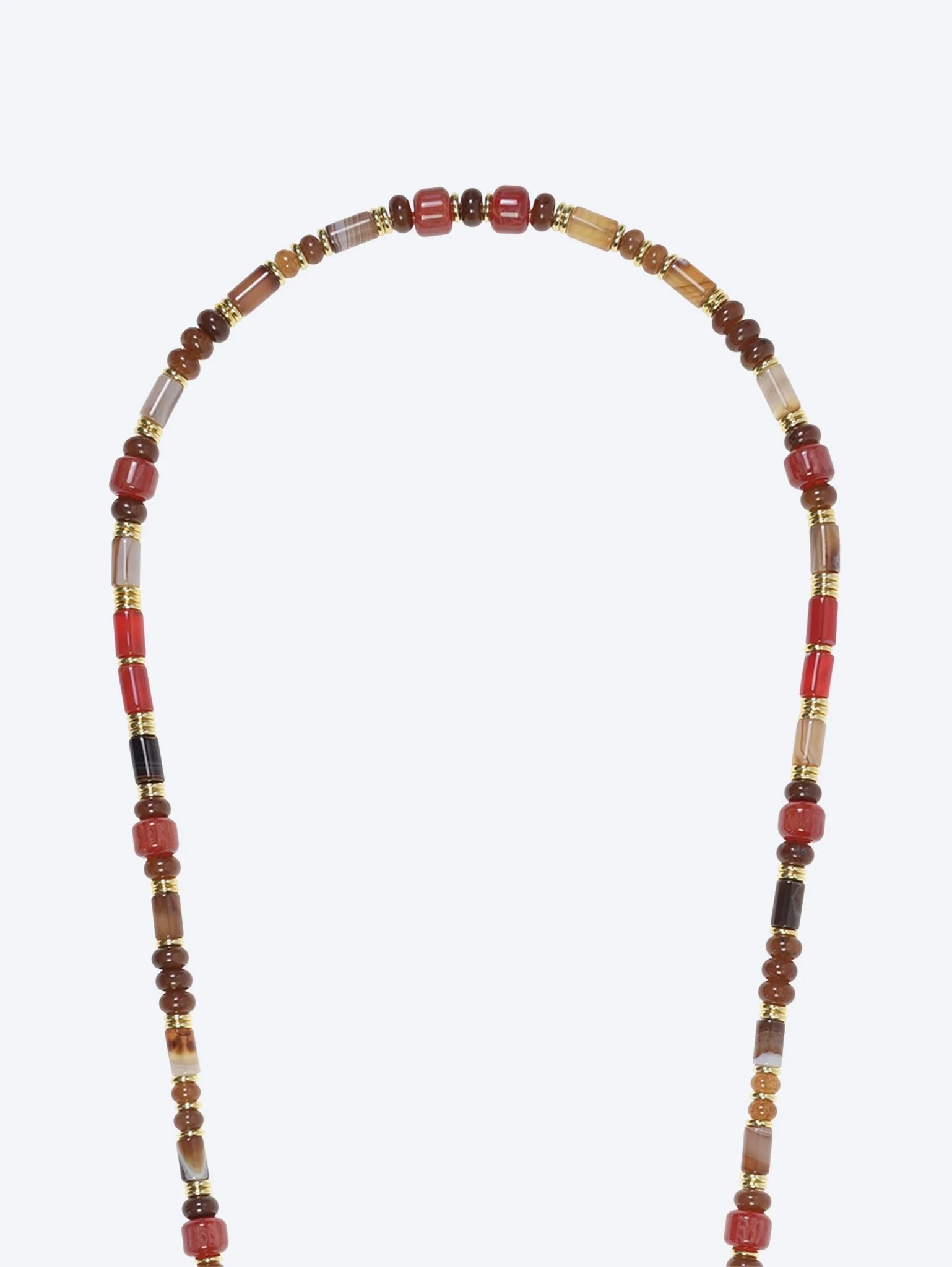 Long jill semi-precious terracotta, burgundy and black pearl chain 120cm - Image 2