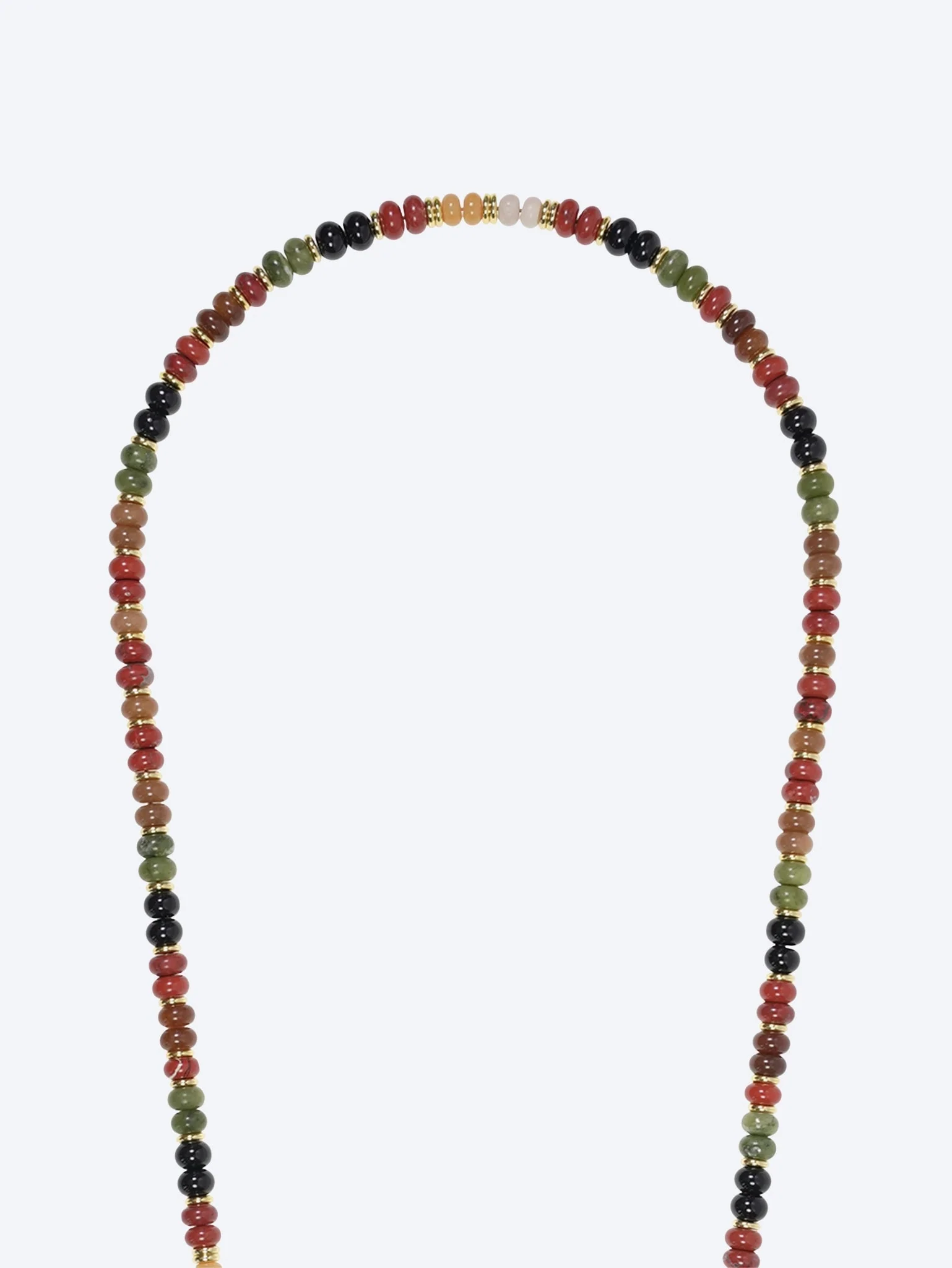 Long joyce semi-precious terracotta, khaki and black pearl chain 120cm - Image 2