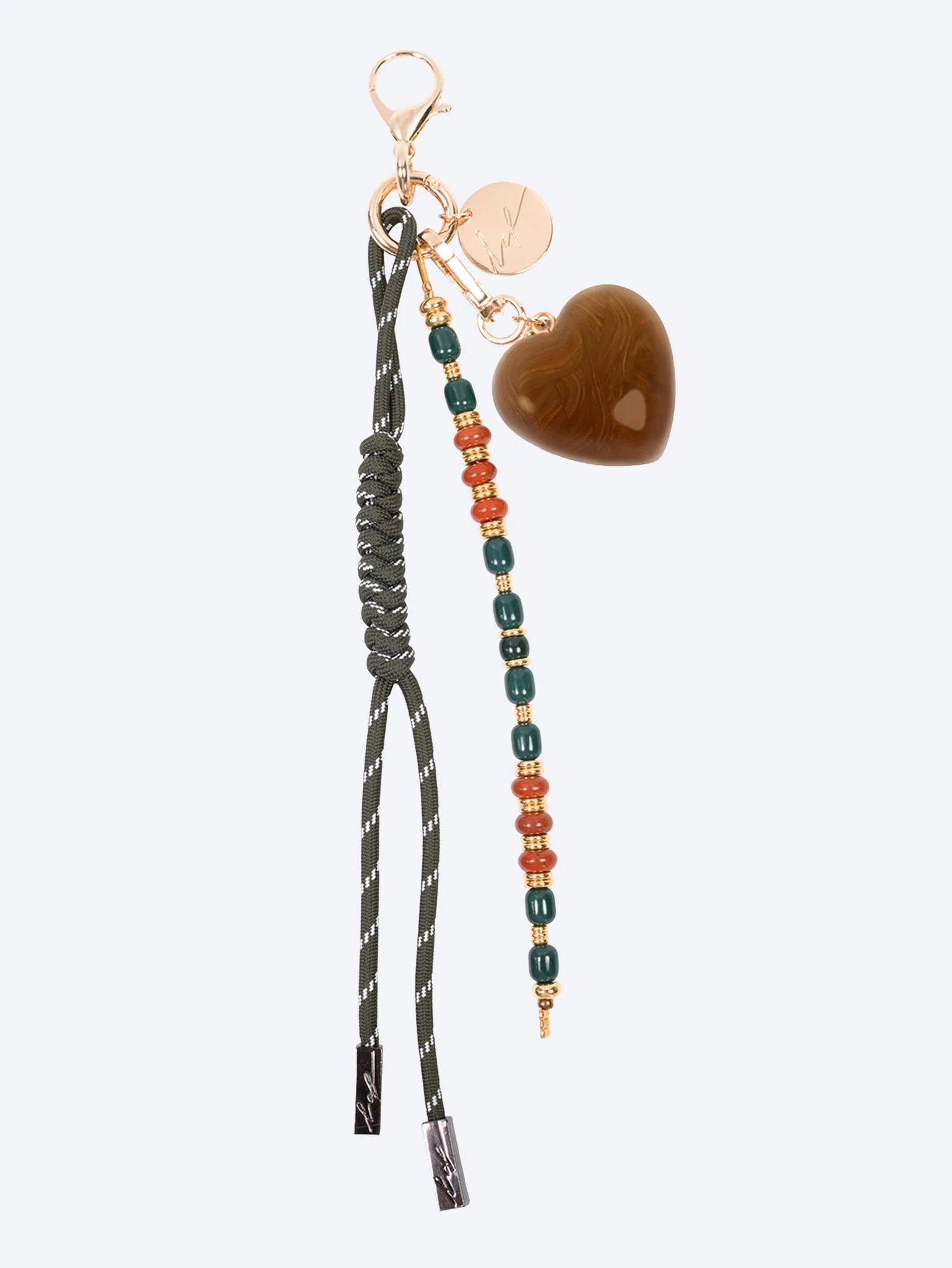 Mirco kaki and heart and pearl bag jewel 30cm - Image 2
