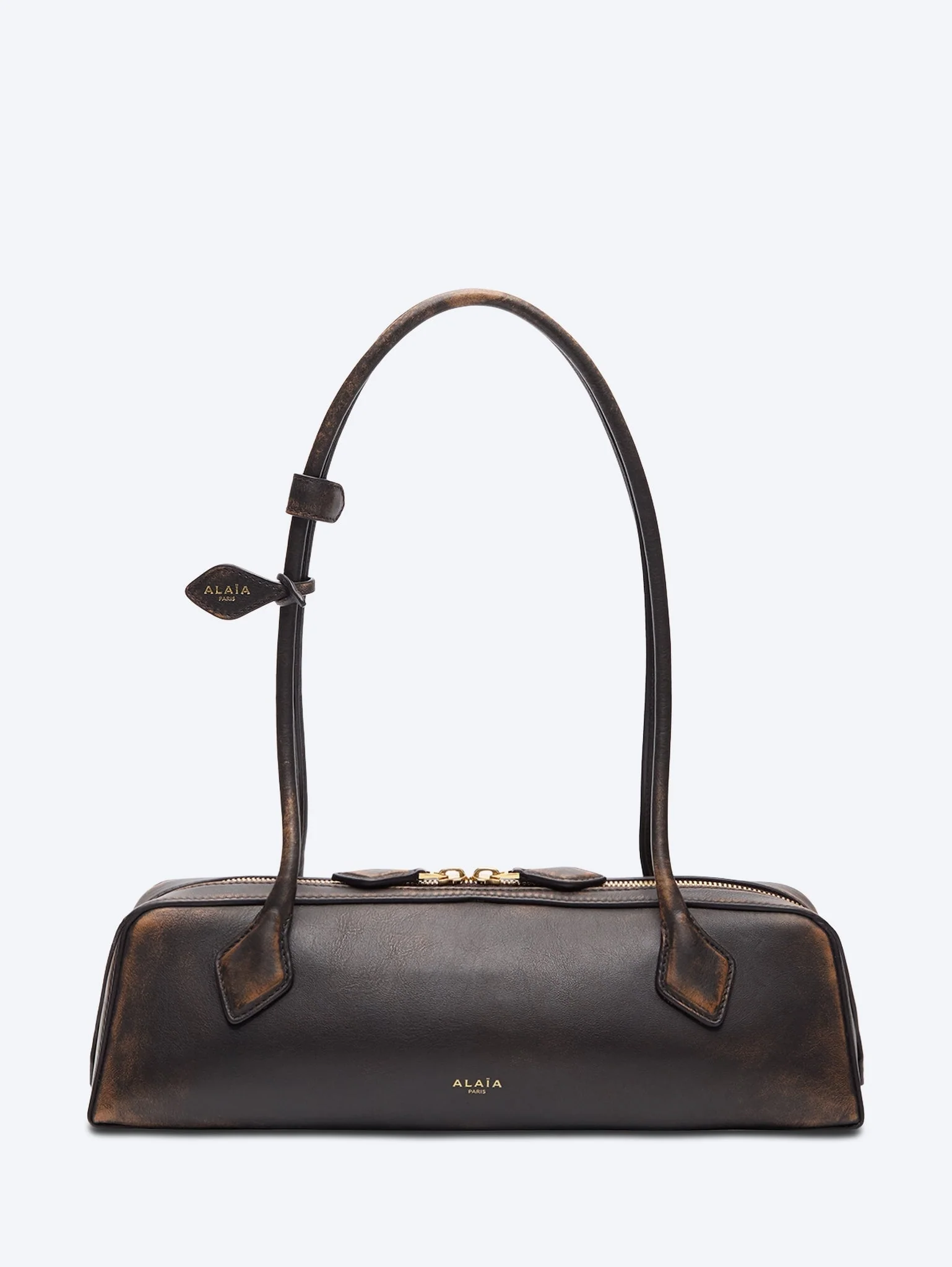 Le teckel aged leather medium handbag