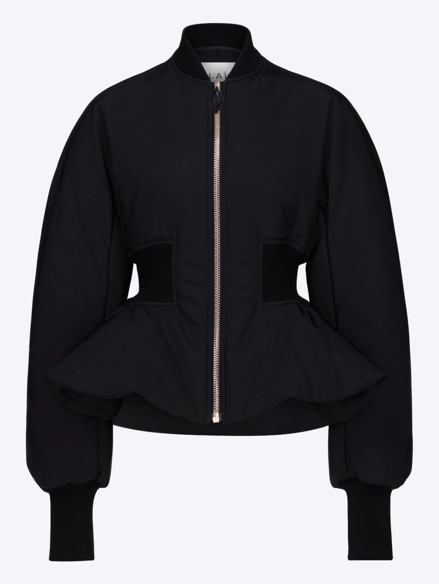 Nylon peplum bomber jacket