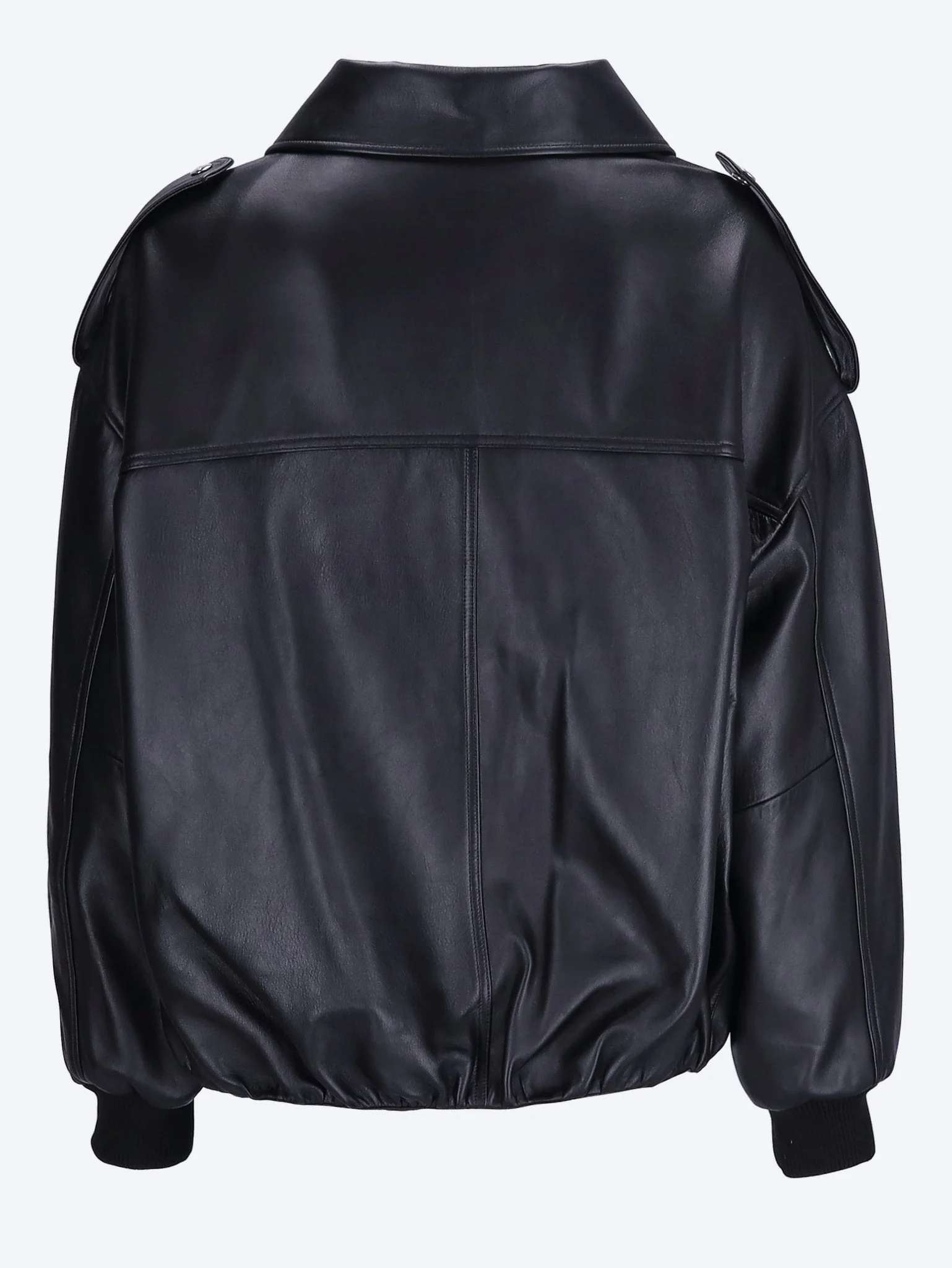 Smooth leather bomber jacket - Image 3
